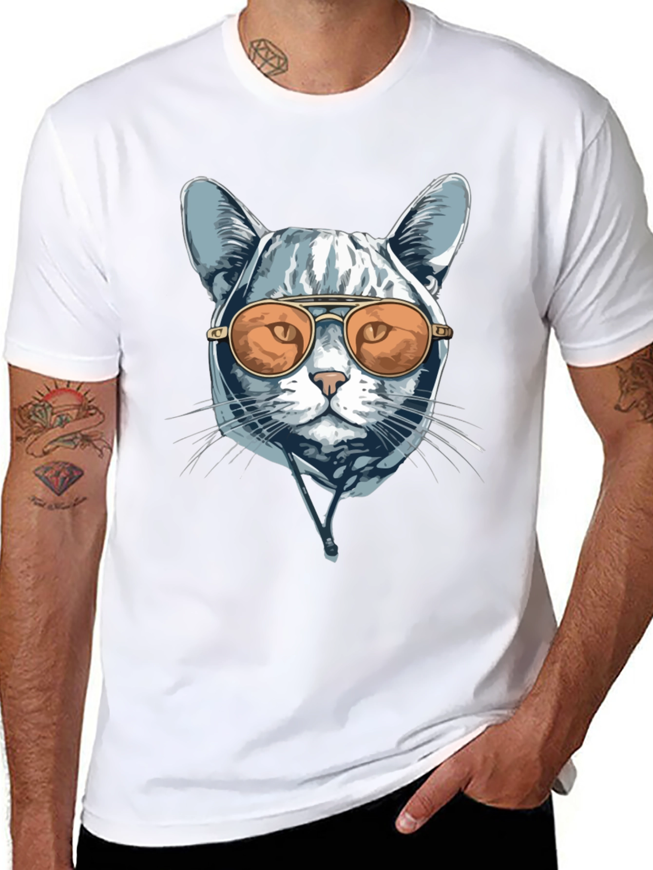 Cool Cat Tee - Aviator Sunglasses Graphic T-Shirt