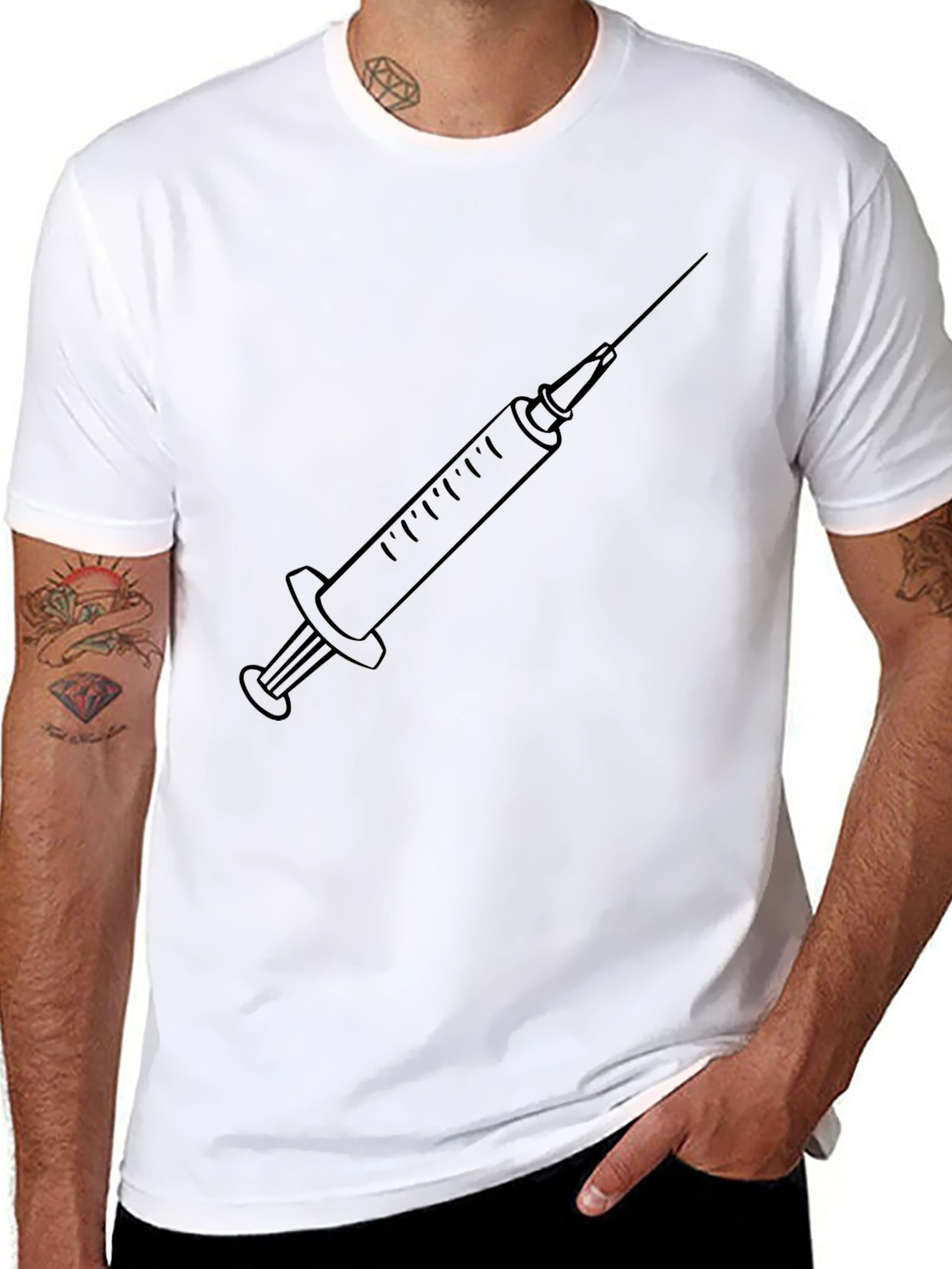 Syringe Graphic Tee - Classic Black Cotton T-Shirt