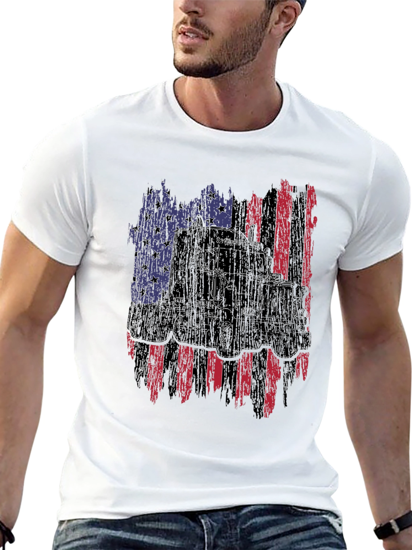 American Trucker Flag Graphic Tee
