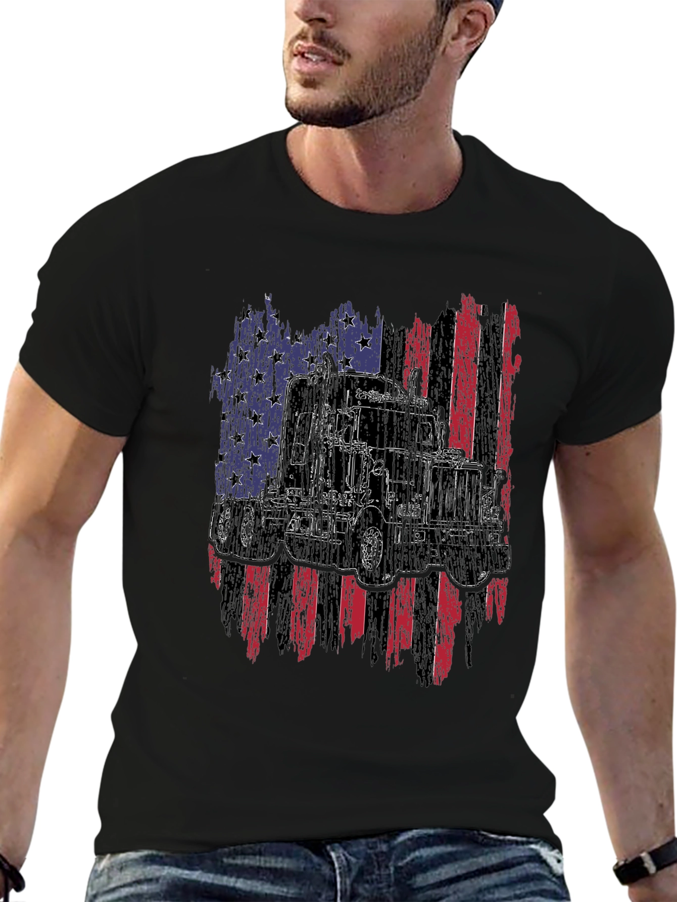 American Trucker Flag Graphic Tee