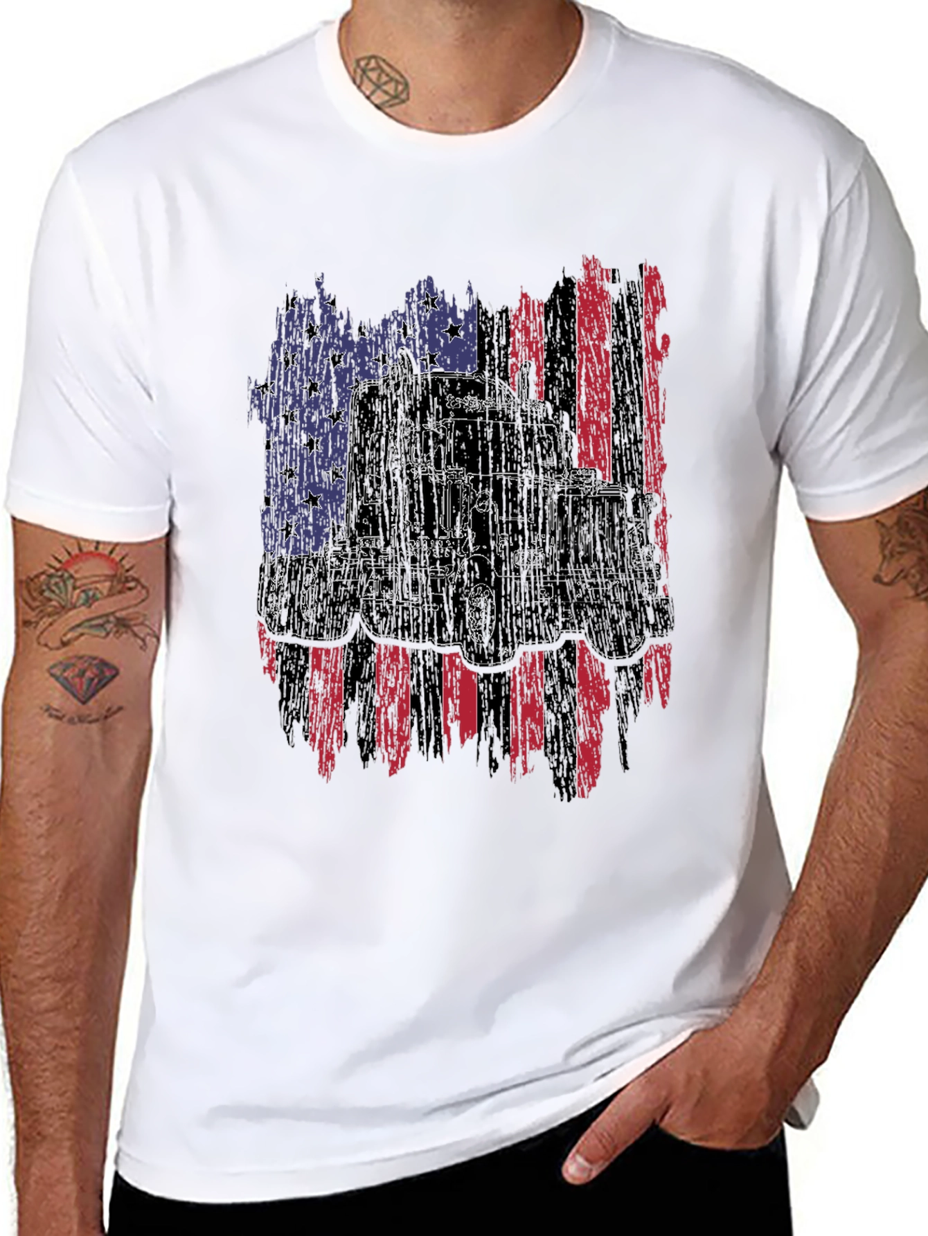American Trucker Flag Graphic Tee