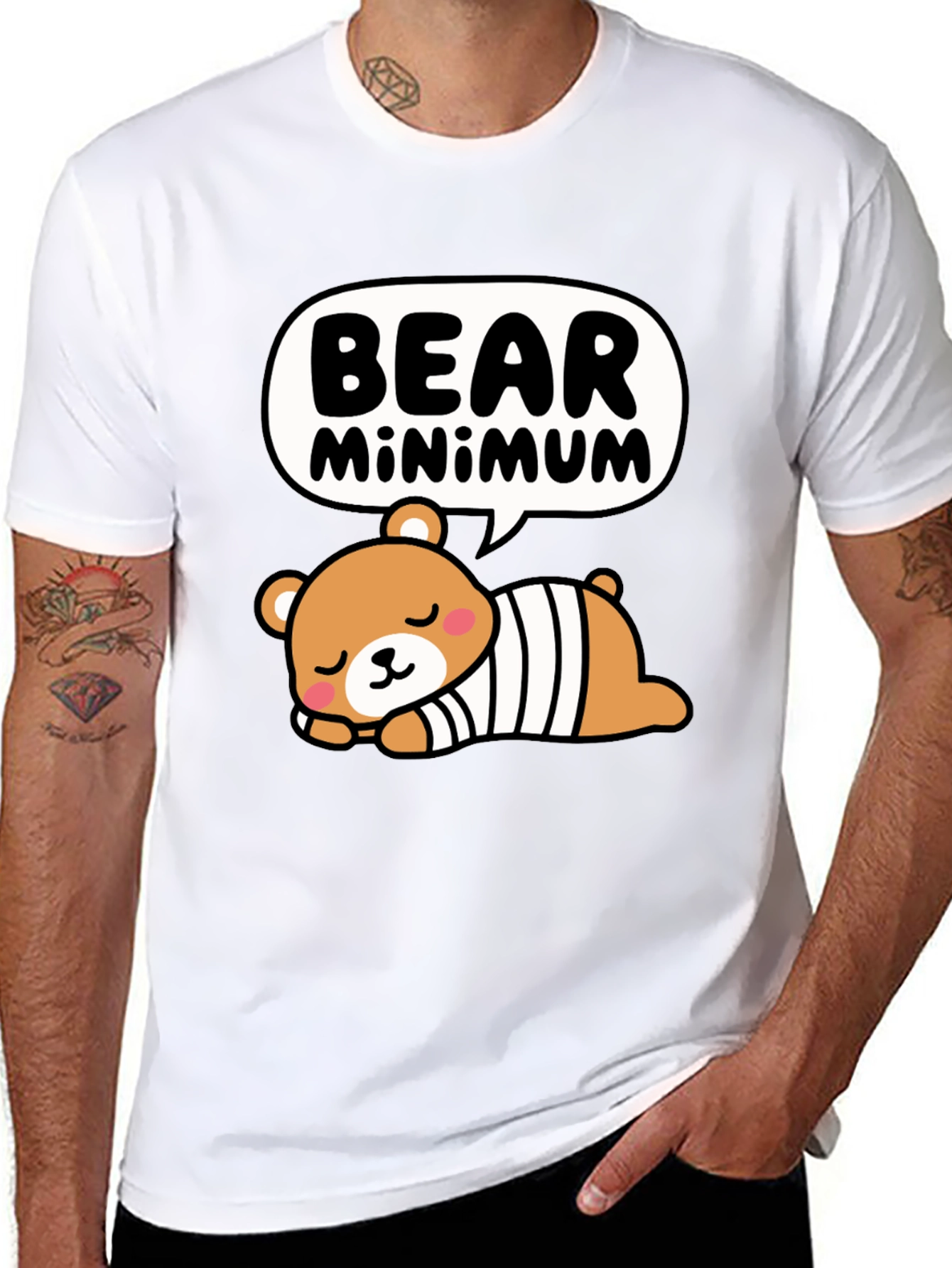 Bear Minimum Graphic T-Shirt - Cute Cartoon Tee