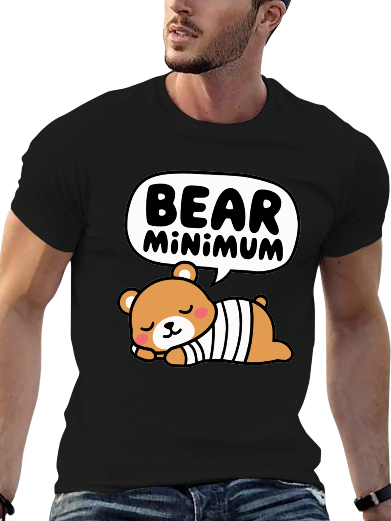 Bear Minimum Graphic T-Shirt - Cute Cartoon Tee