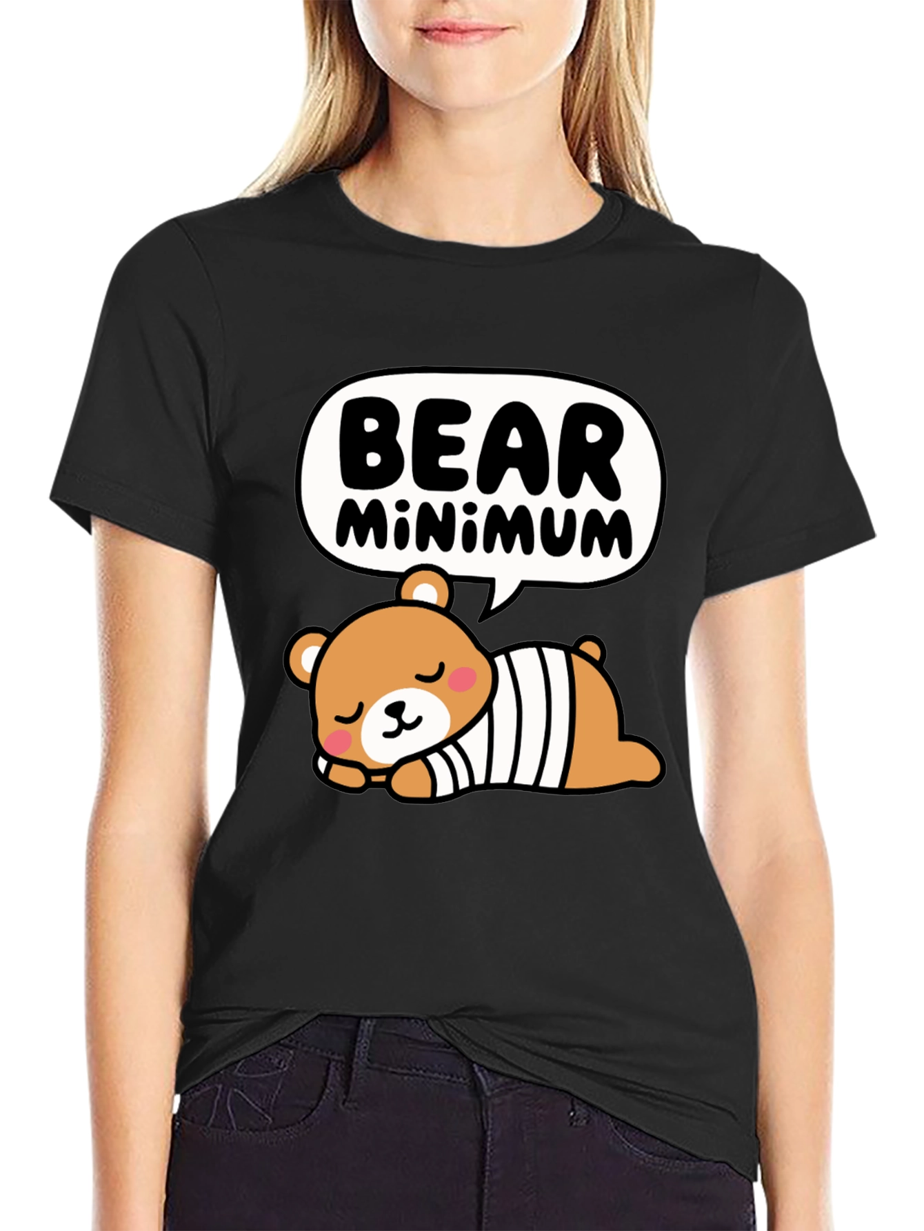 Bear Minimum Graphic T-Shirt - Cute Cartoon Tee