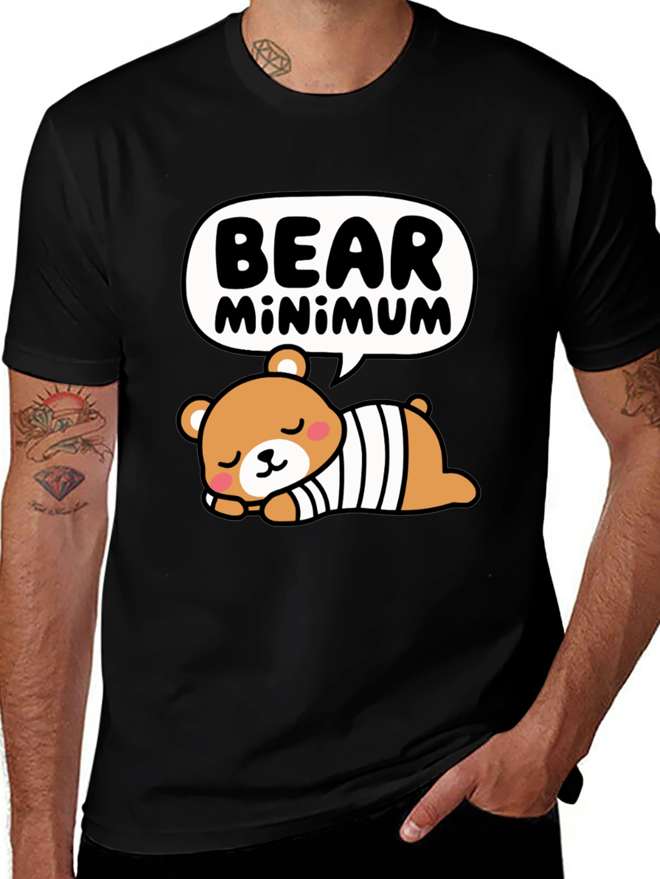 Bear Minimum Graphic T-Shirt - Cute Cartoon Tee