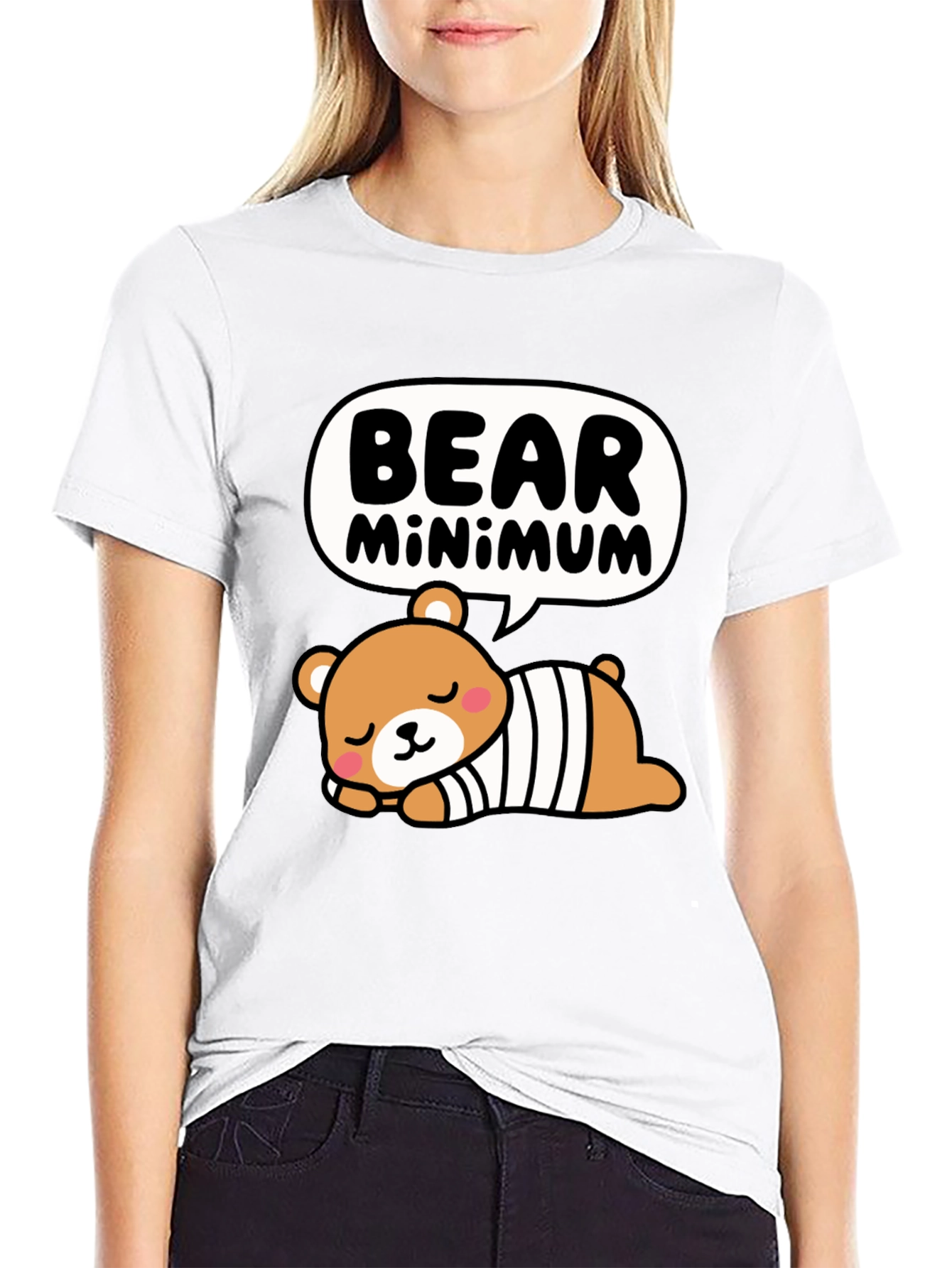 Bear Minimum Graphic T-Shirt - Cute Cartoon Tee
