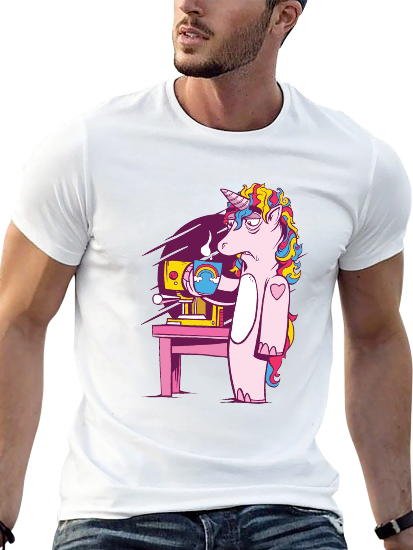 Unicorn Coffee Graphic Tee - Black