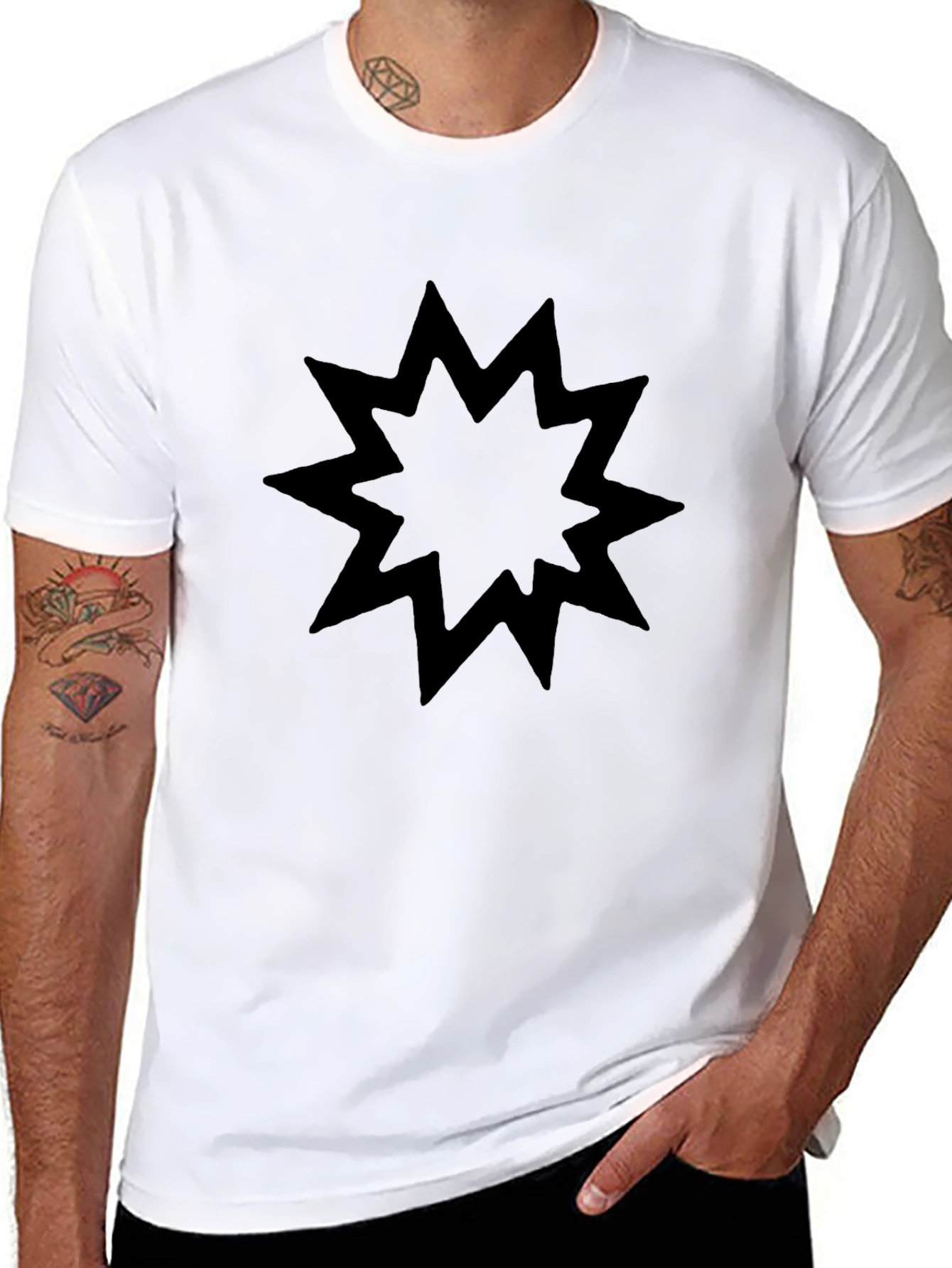 Black Graphic Tee - Burst Star Design