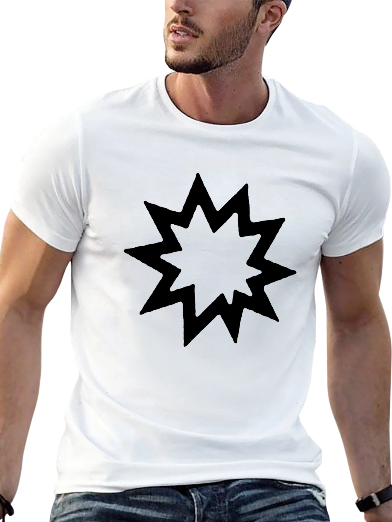 Black Graphic Tee - Burst Star Design