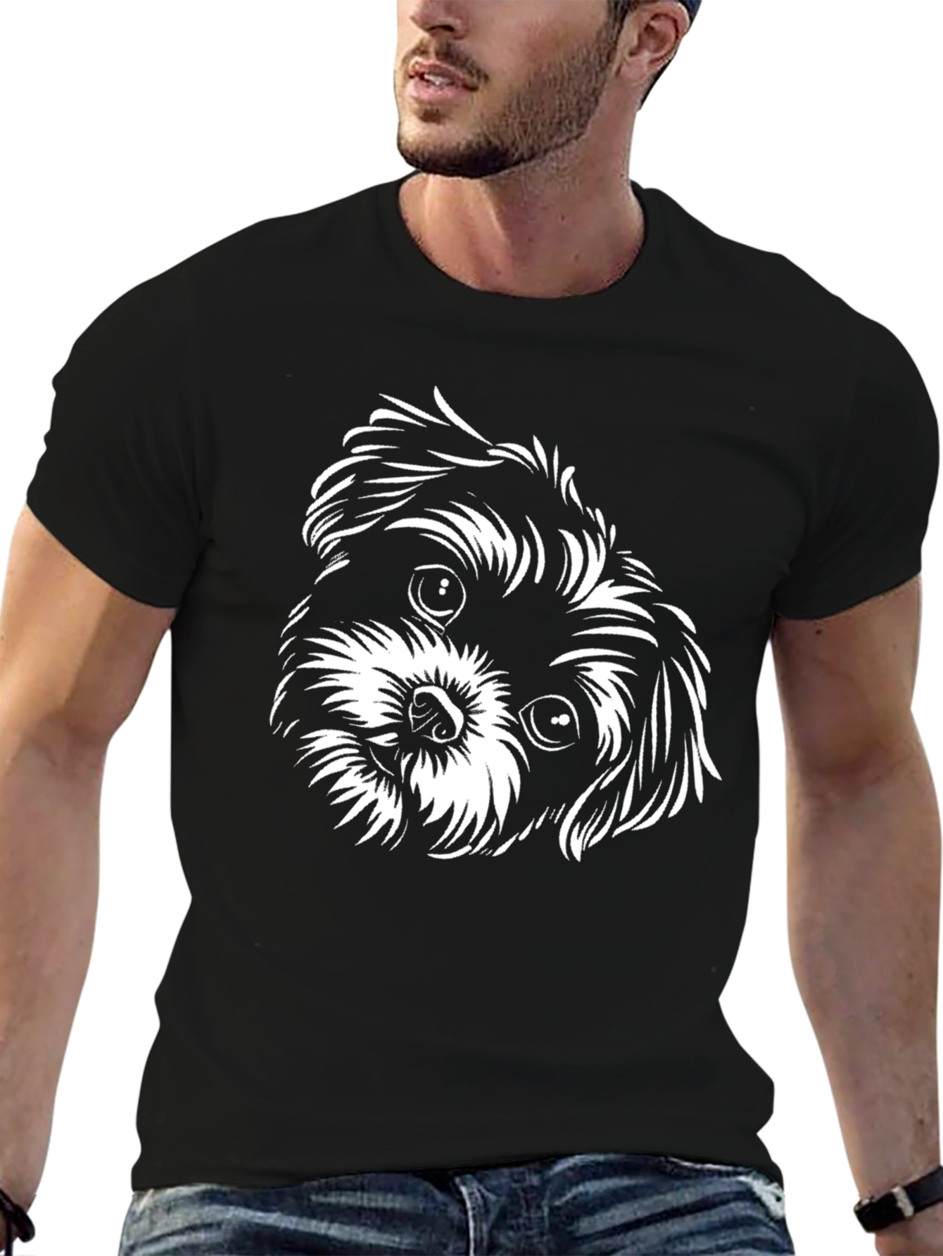 Cute Dog Graphic Tee - Black T-Shirt
