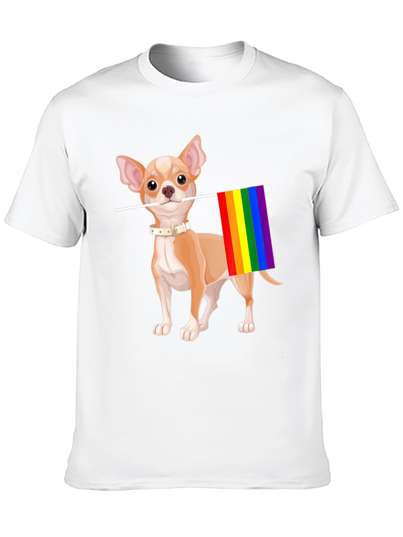 Chihuahua Pride T-Shirt - Dog with Rainbow Flag