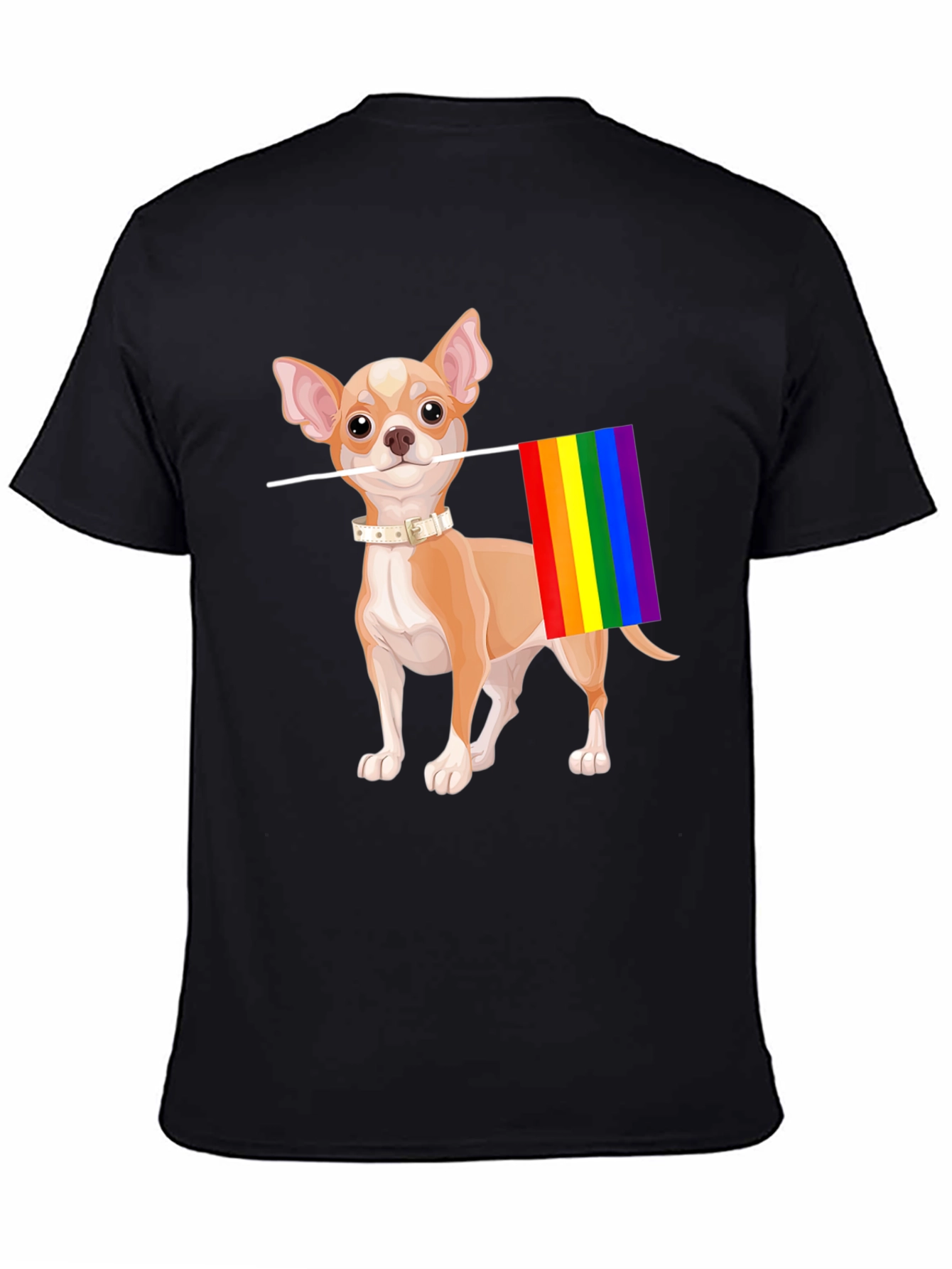 Chihuahua Pride T-Shirt - Dog with Rainbow Flag