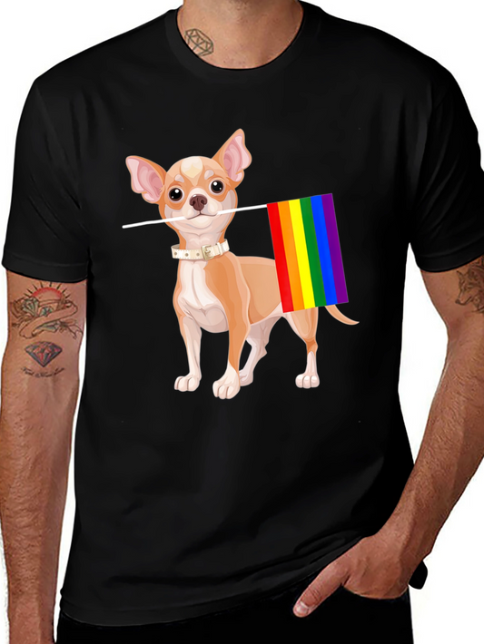 Chihuahua Pride T-Shirt - Dog with Rainbow Flag