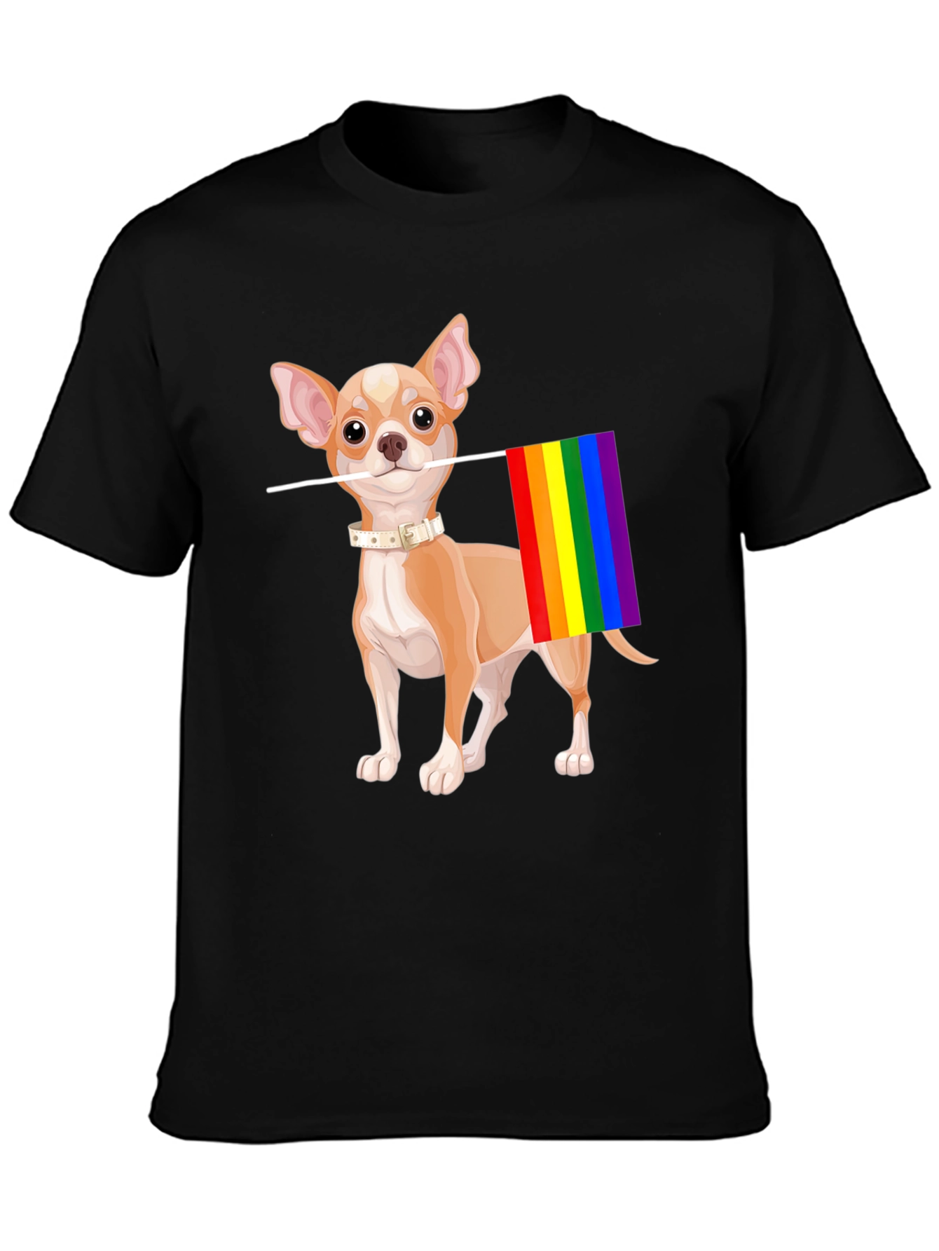 Chihuahua Pride T-Shirt - Dog with Rainbow Flag