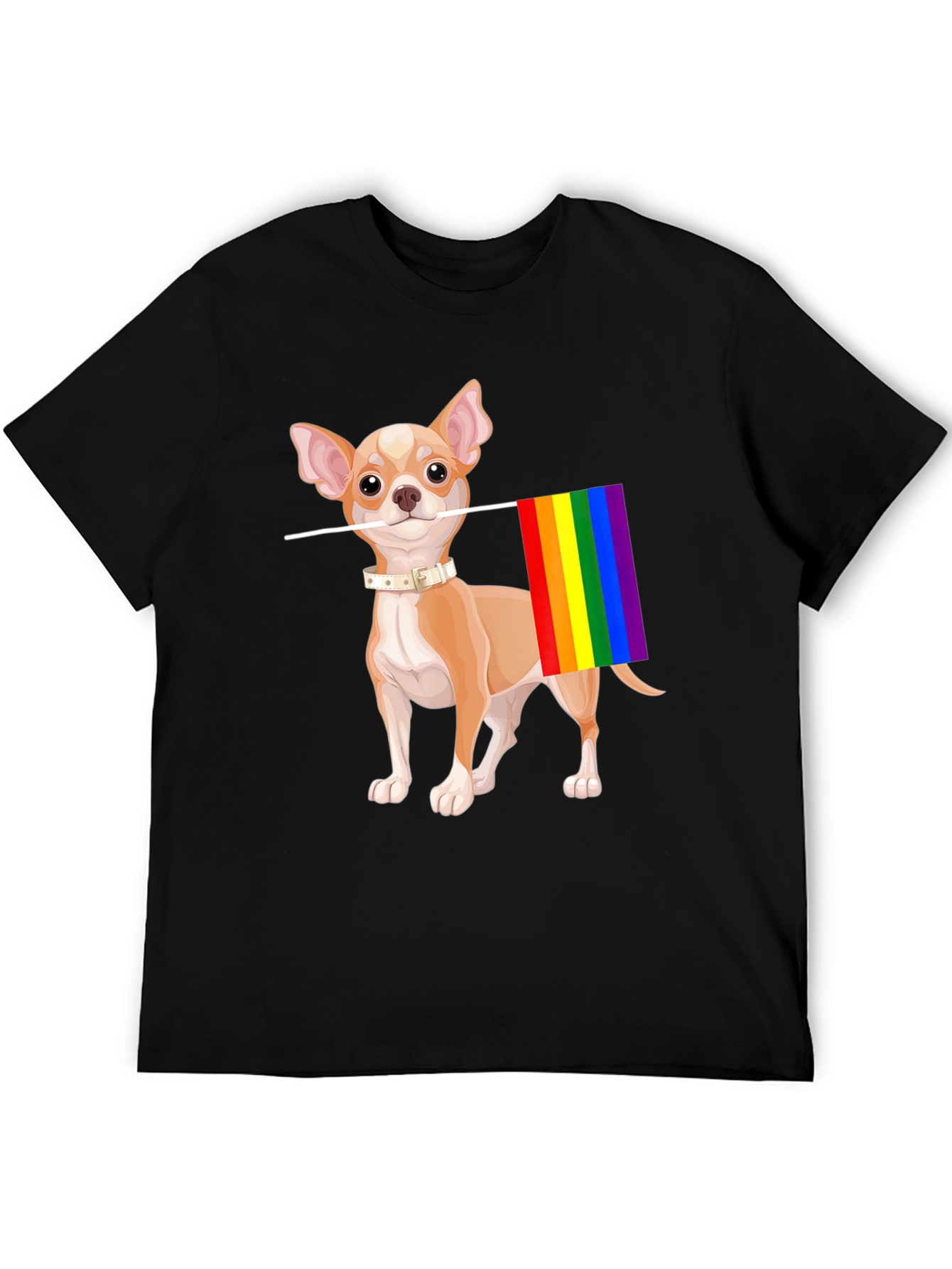 Chihuahua Pride T-Shirt - Dog with Rainbow Flag