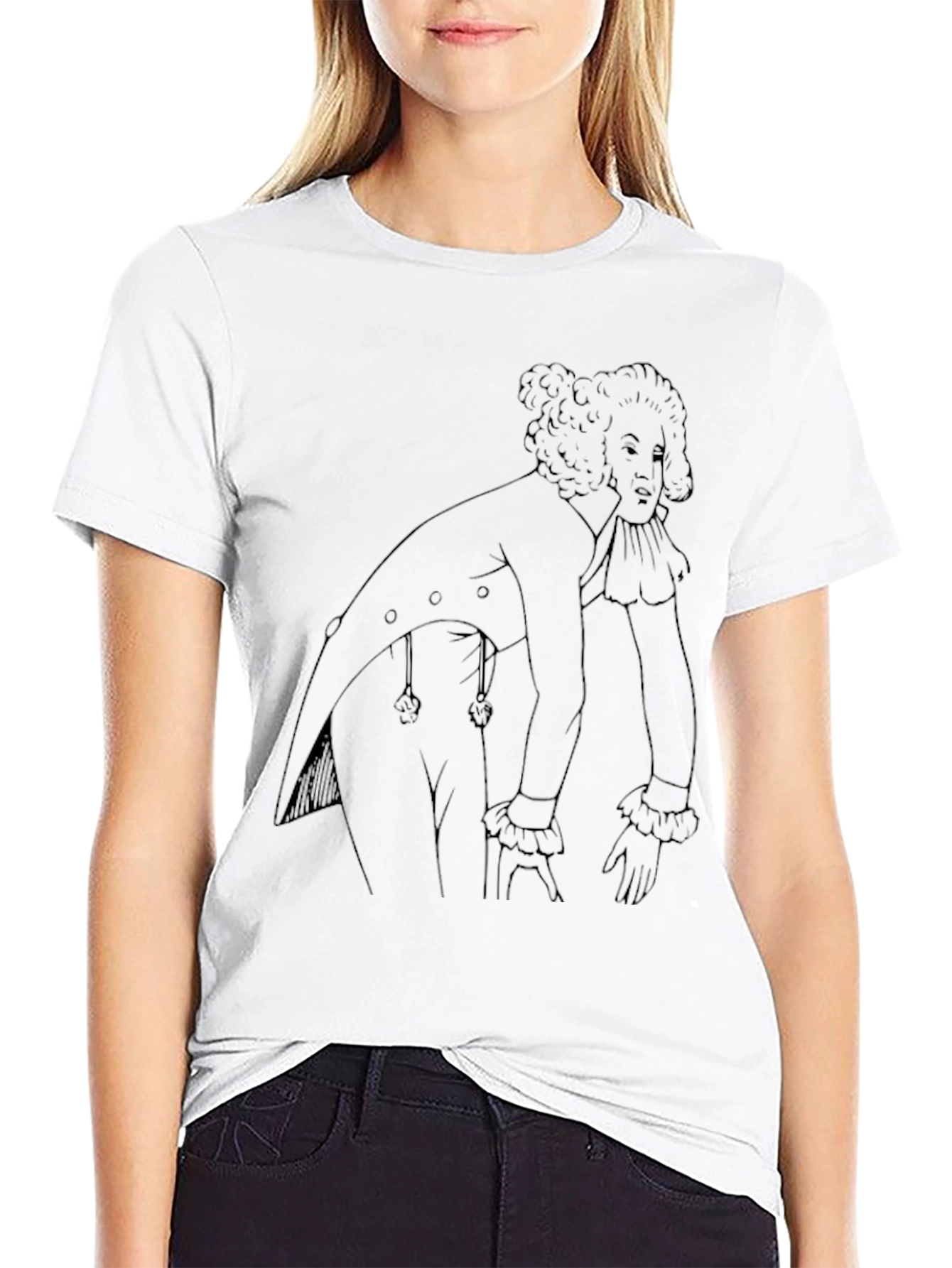 Retro Black T-Shirt with Line Art Design