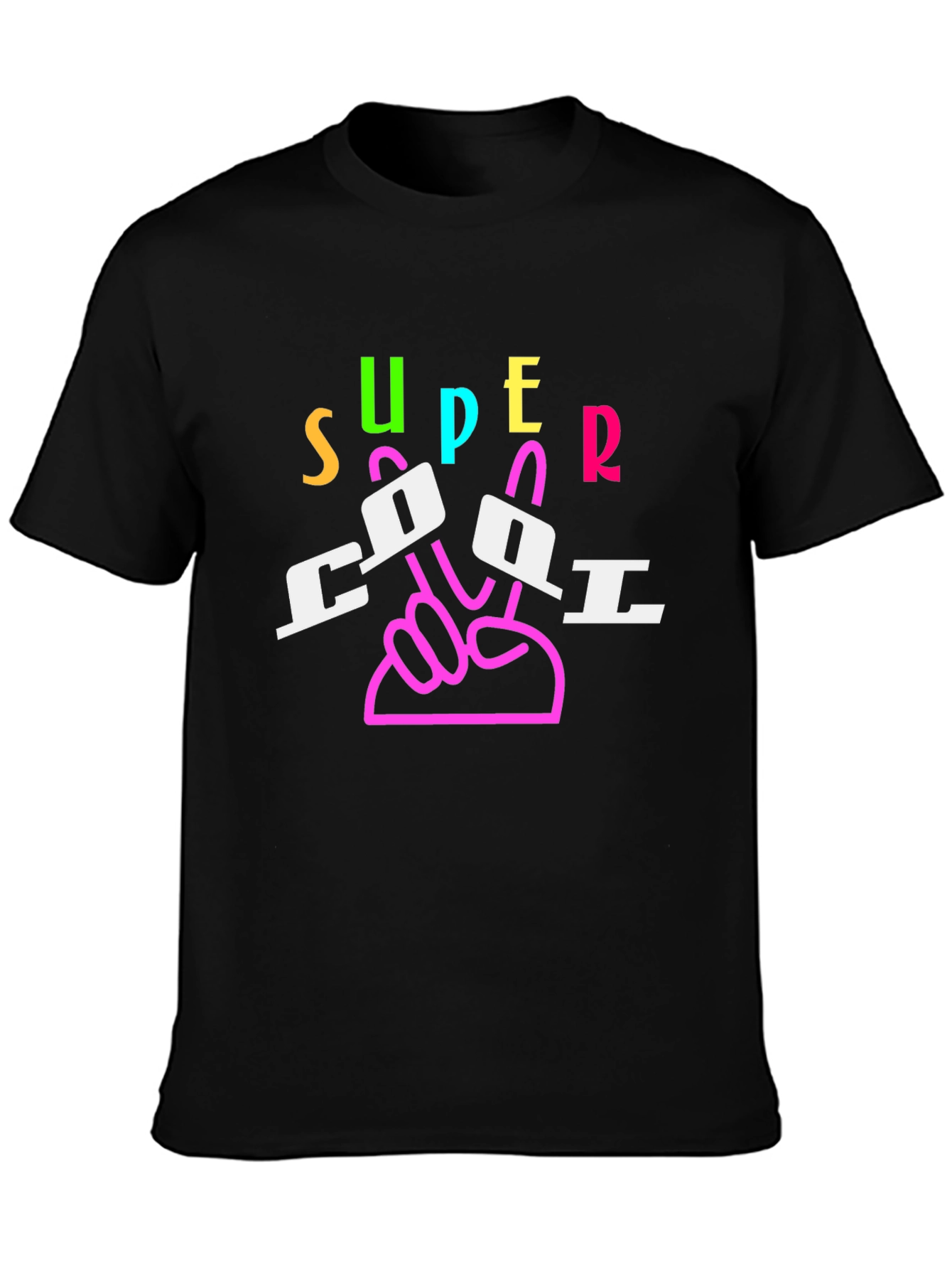 Super Cool Graphic Print Black T-Shirt
