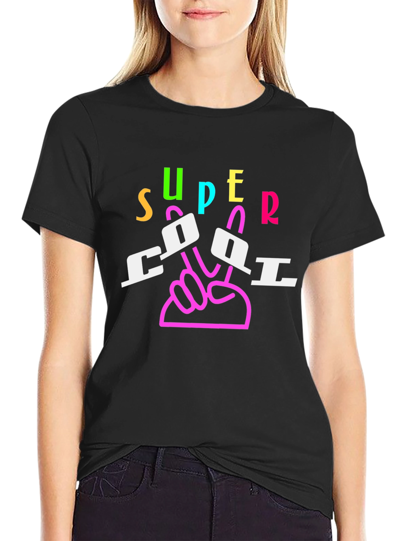 Super Cool Graphic Print Black T-Shirt