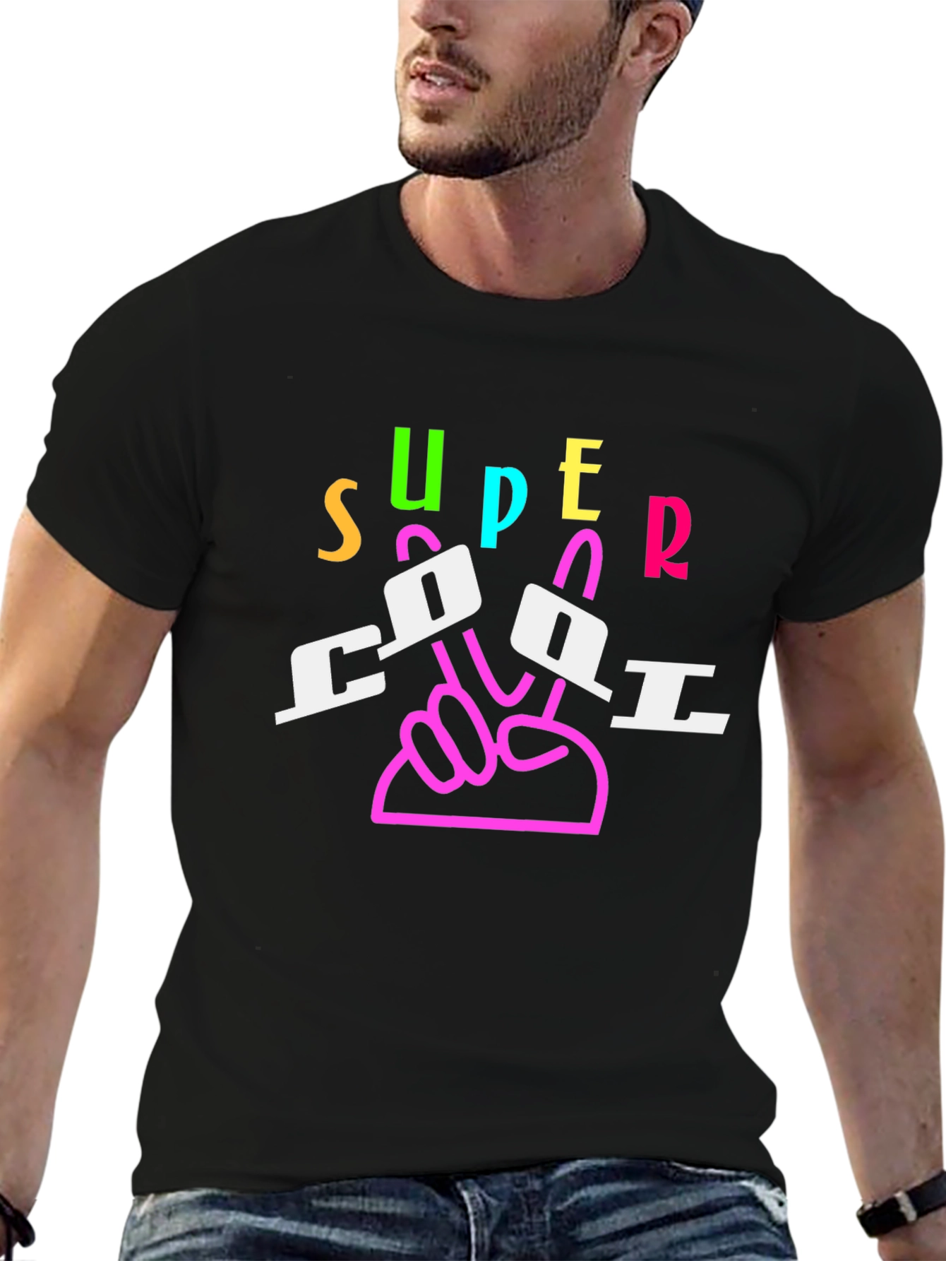 Super Cool Graphic Print Black T-Shirt
