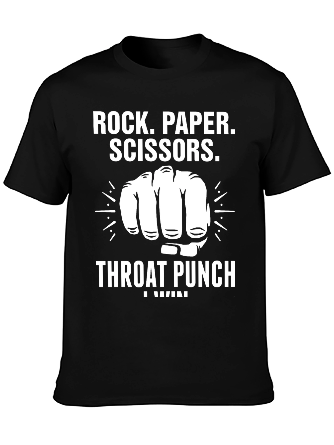 Rock Paper Scissors Throat Punch Black T-Shirt