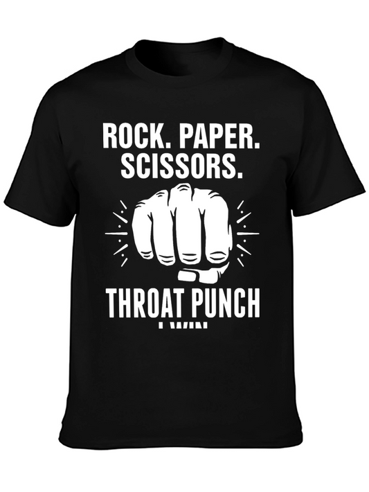 Rock Paper Scissors Throat Punch Black T-Shirt