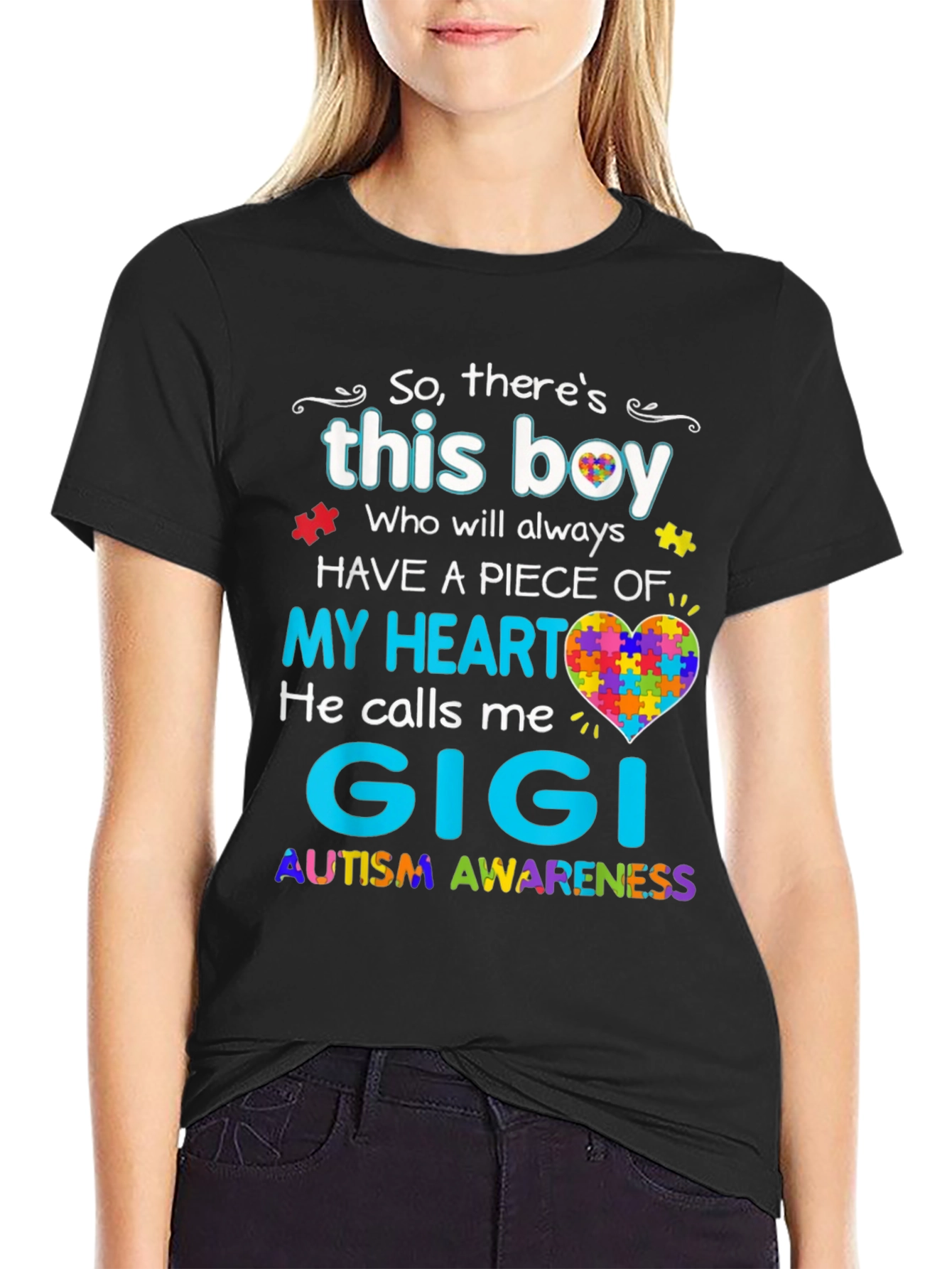 Autism Awareness Gigi T-Shirt - So Theres This Boy