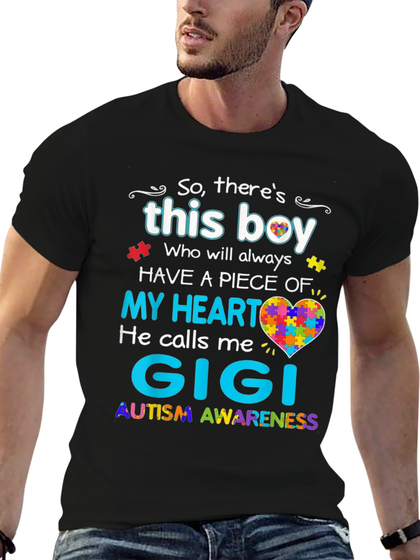 Autism Awareness Gigi T-Shirt - So Theres This Boy