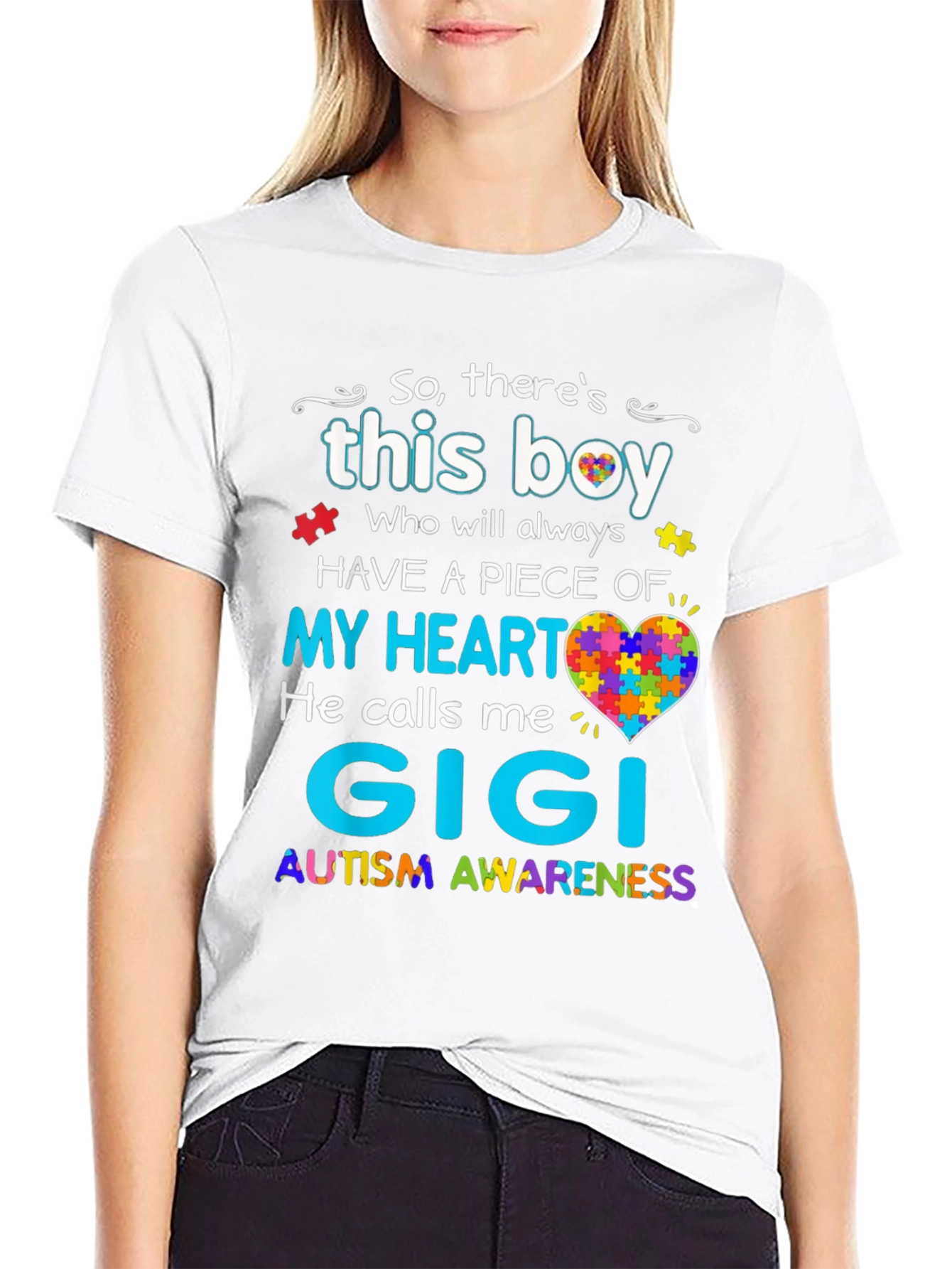 Autism Awareness Gigi T-Shirt - So Theres This Boy