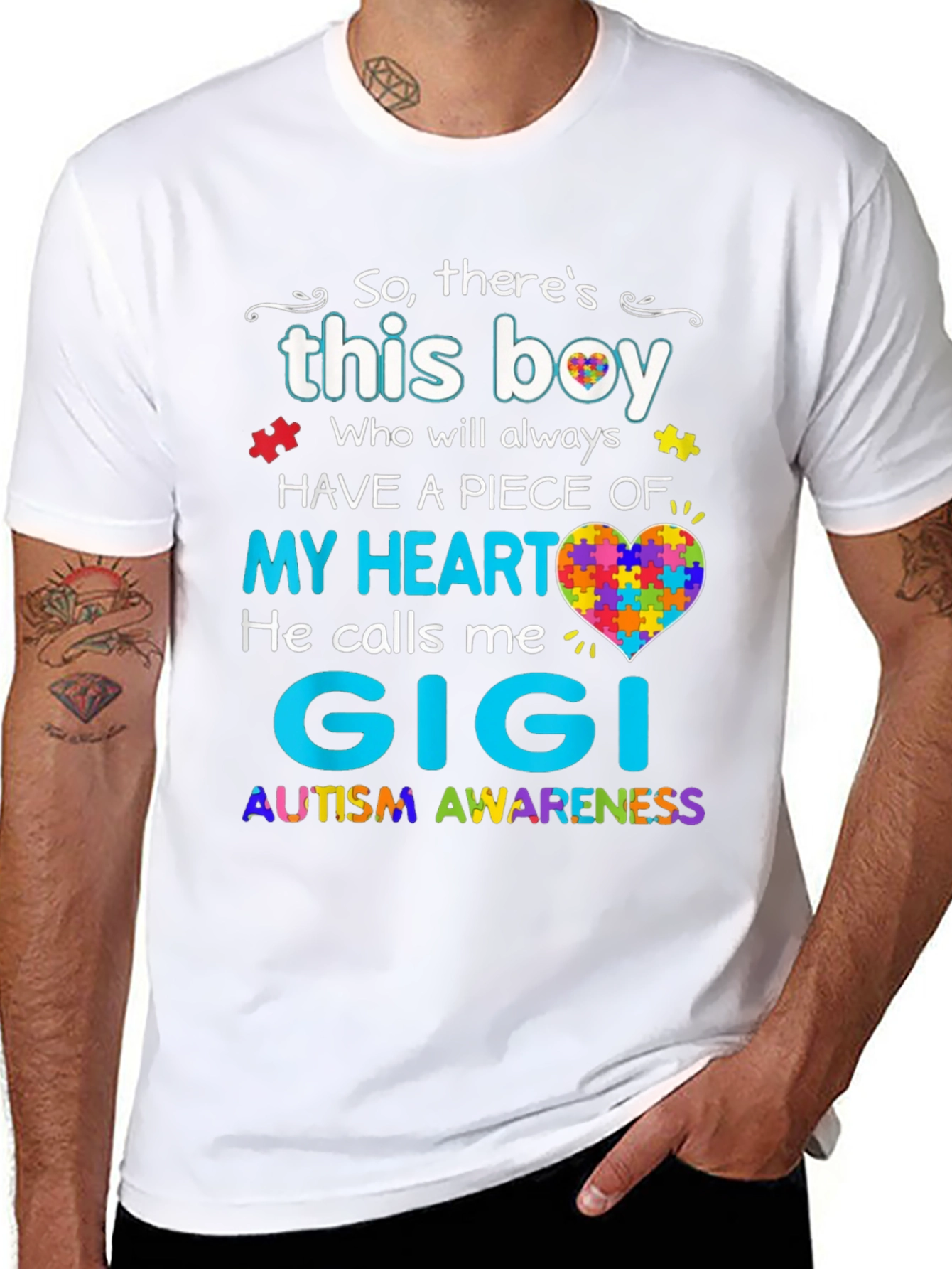 Autism Awareness Gigi T-Shirt - So Theres This Boy