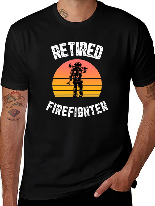 Retired Firefighter Graphic T-Shirt - Black