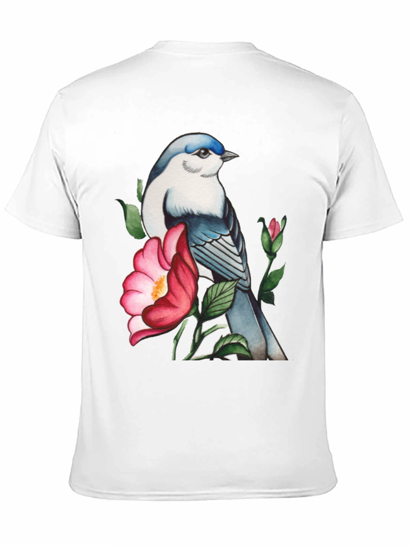 Bird and Blossom Graphic Tee - Stylish Nature Design