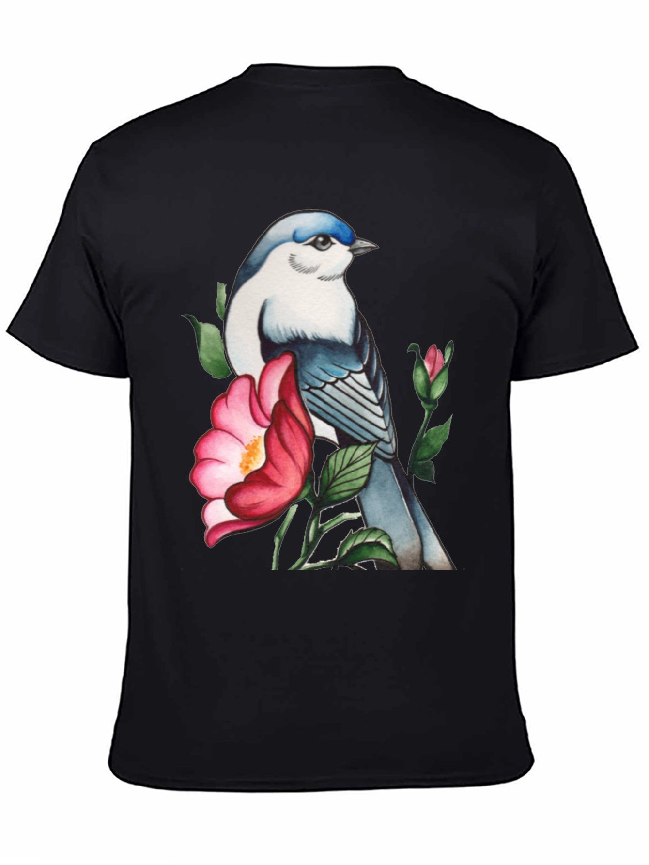 Bird and Blossom Graphic Tee - Stylish Nature Design