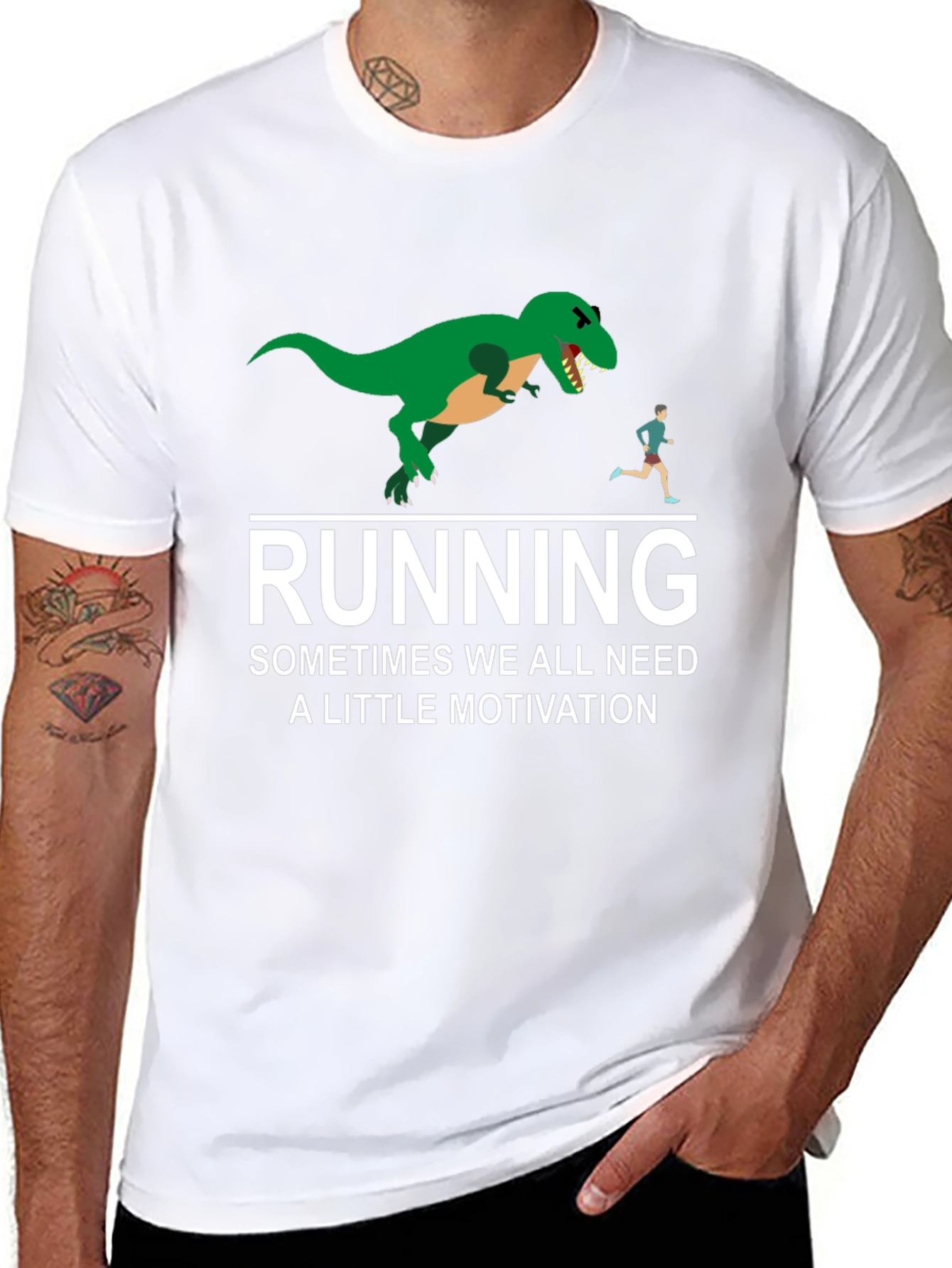 Running Motivation T-Shirt - Dinosaur Chase