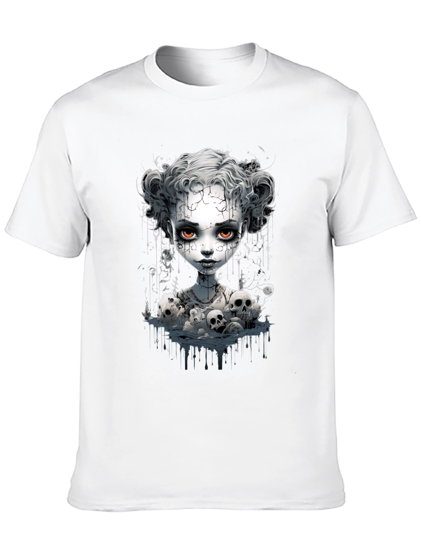 Creepy Doll Graphic Tee - Unisex Black T-Shirt