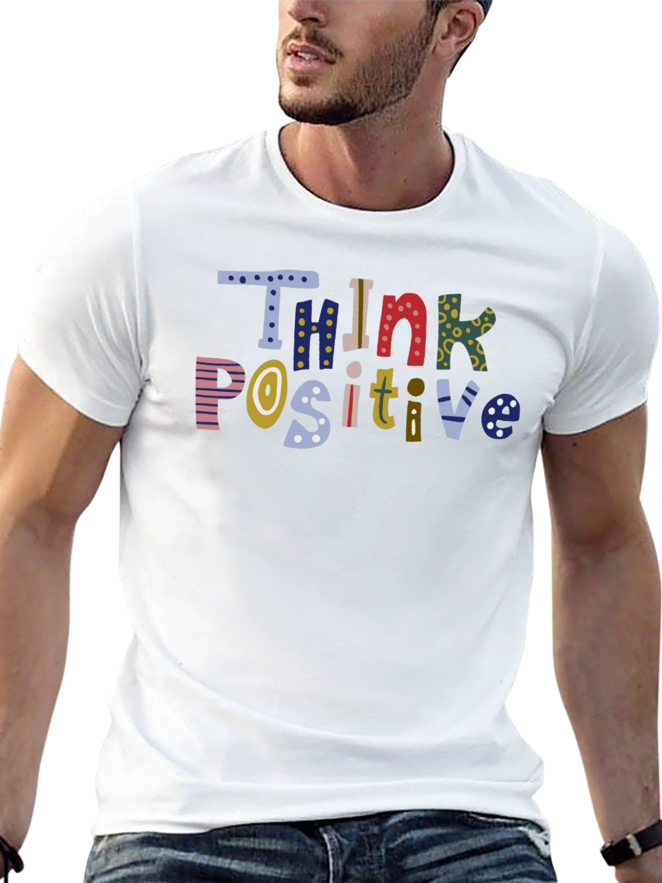 Think Positive Graphic T-Shirt - Black