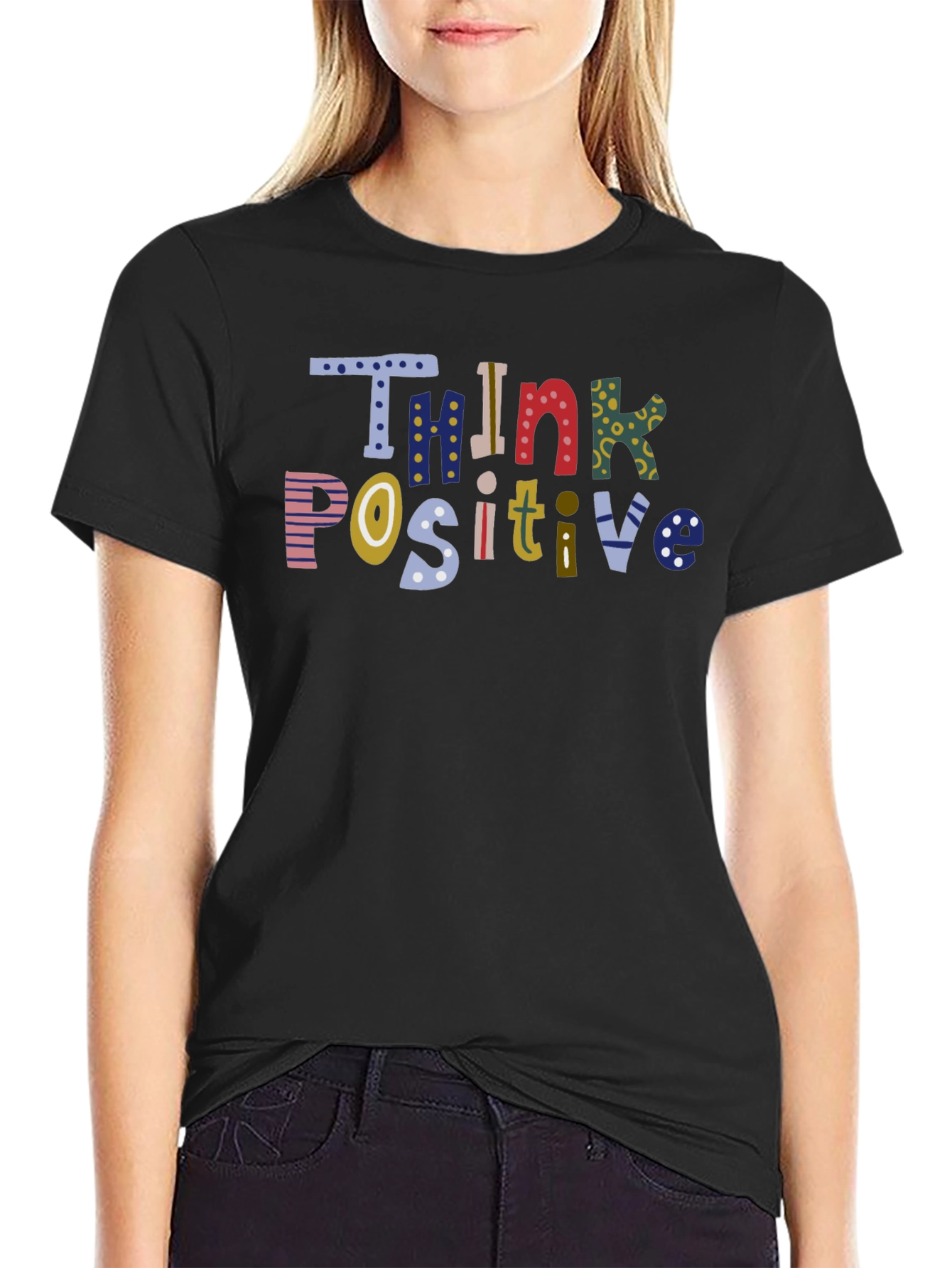 Think Positive Graphic T-Shirt - Black