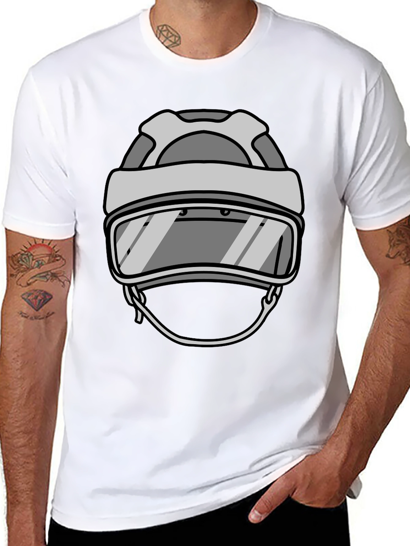 Cool Hockey Helmet Graphic Tee - Black