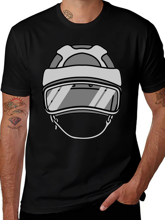 Cool Hockey Helmet Graphic Tee - Black