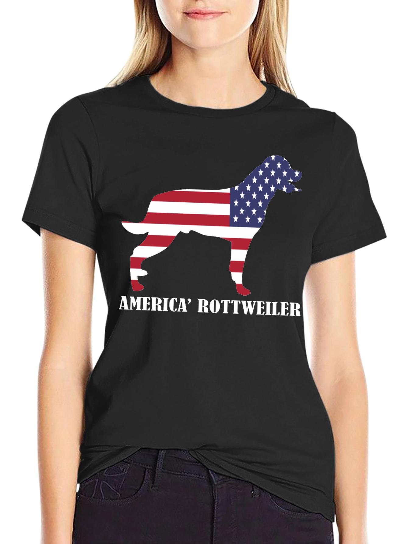 America Rottweiler Graphic Tee - Patriotic Dog Lover Shirt