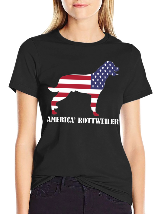America Rottweiler Graphic Tee - Patriotic Dog Lover Shirt