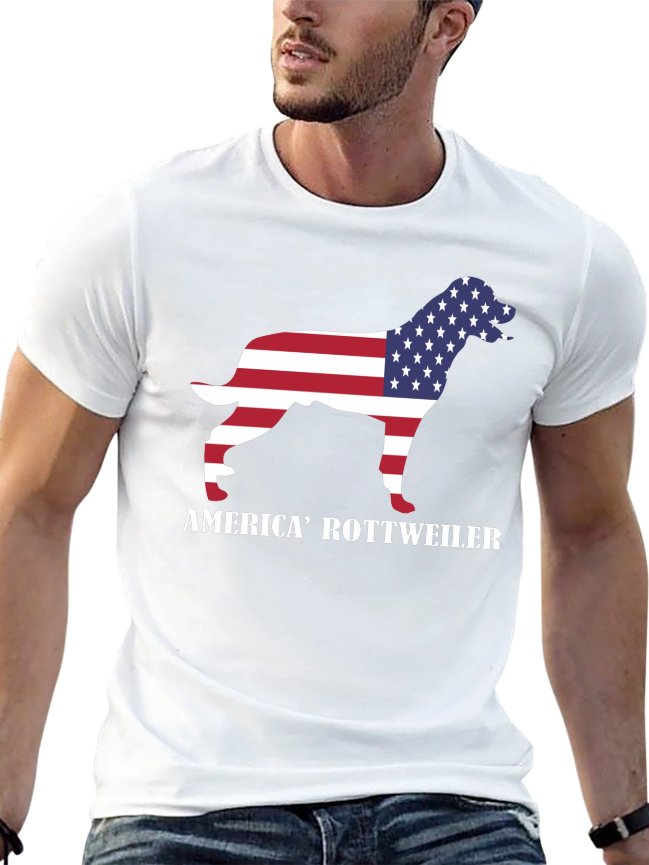America Rottweiler Graphic Tee - Patriotic Dog Lover Shirt