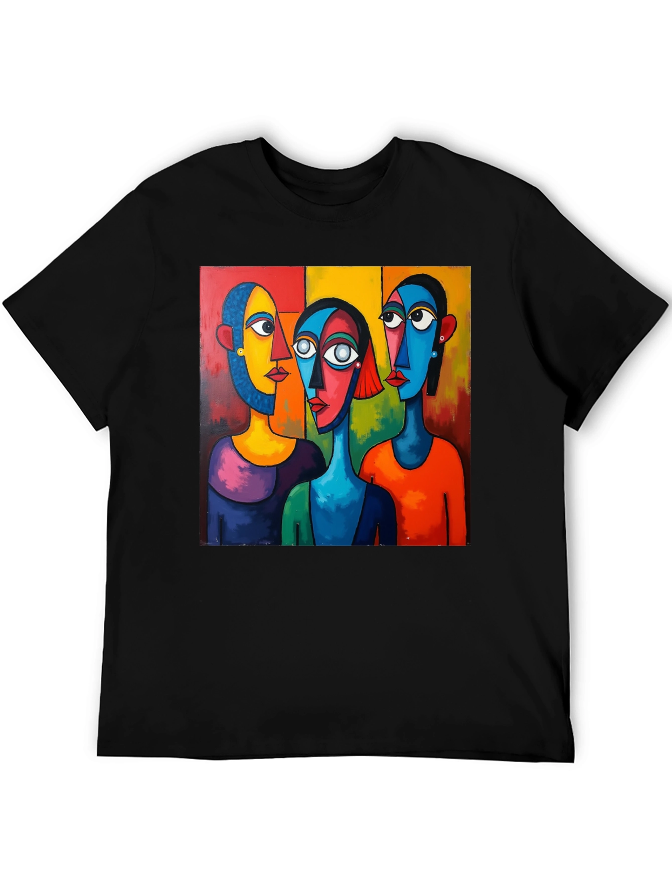 Abstract Faces Graphic Black T-Shirt