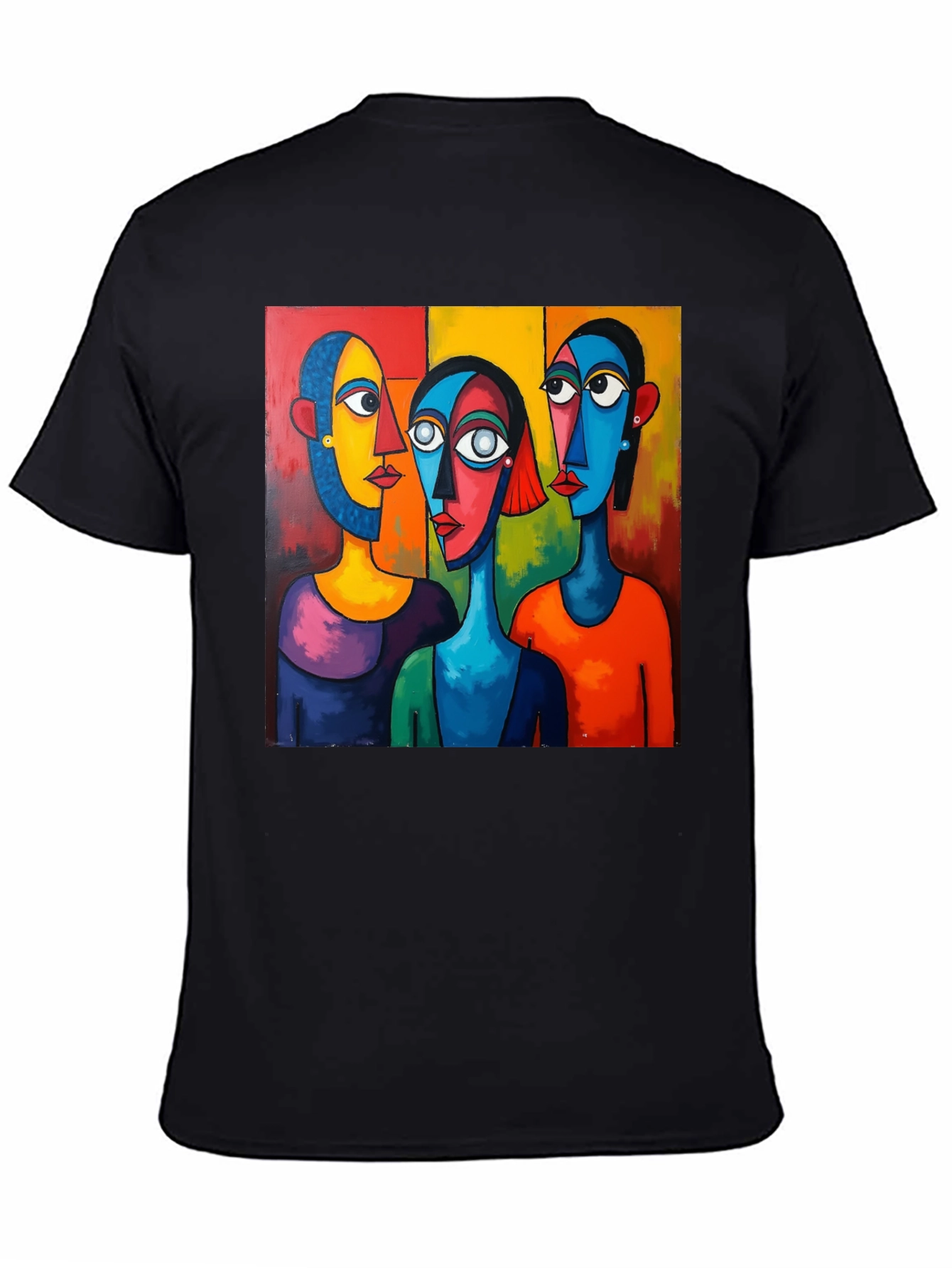 Abstract Faces Graphic Black T-Shirt