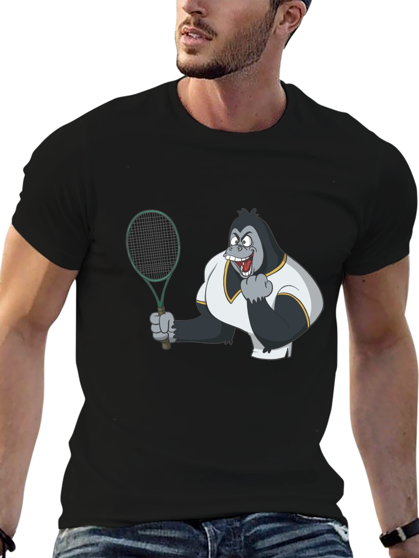 Tennis Gorilla Graphic Tee - Black