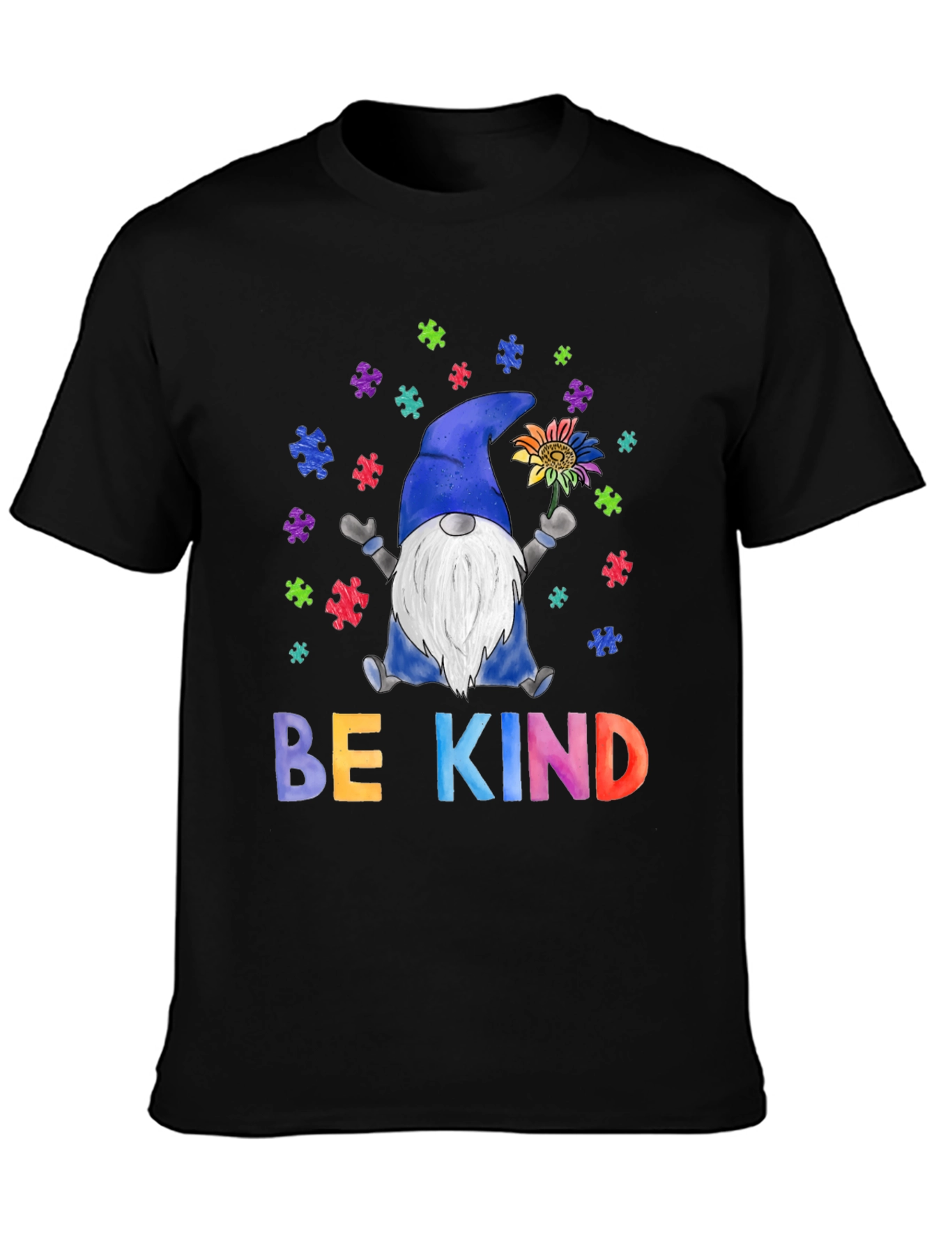 Be Kind Autism Awareness T-Shirt Gnome Puzzle