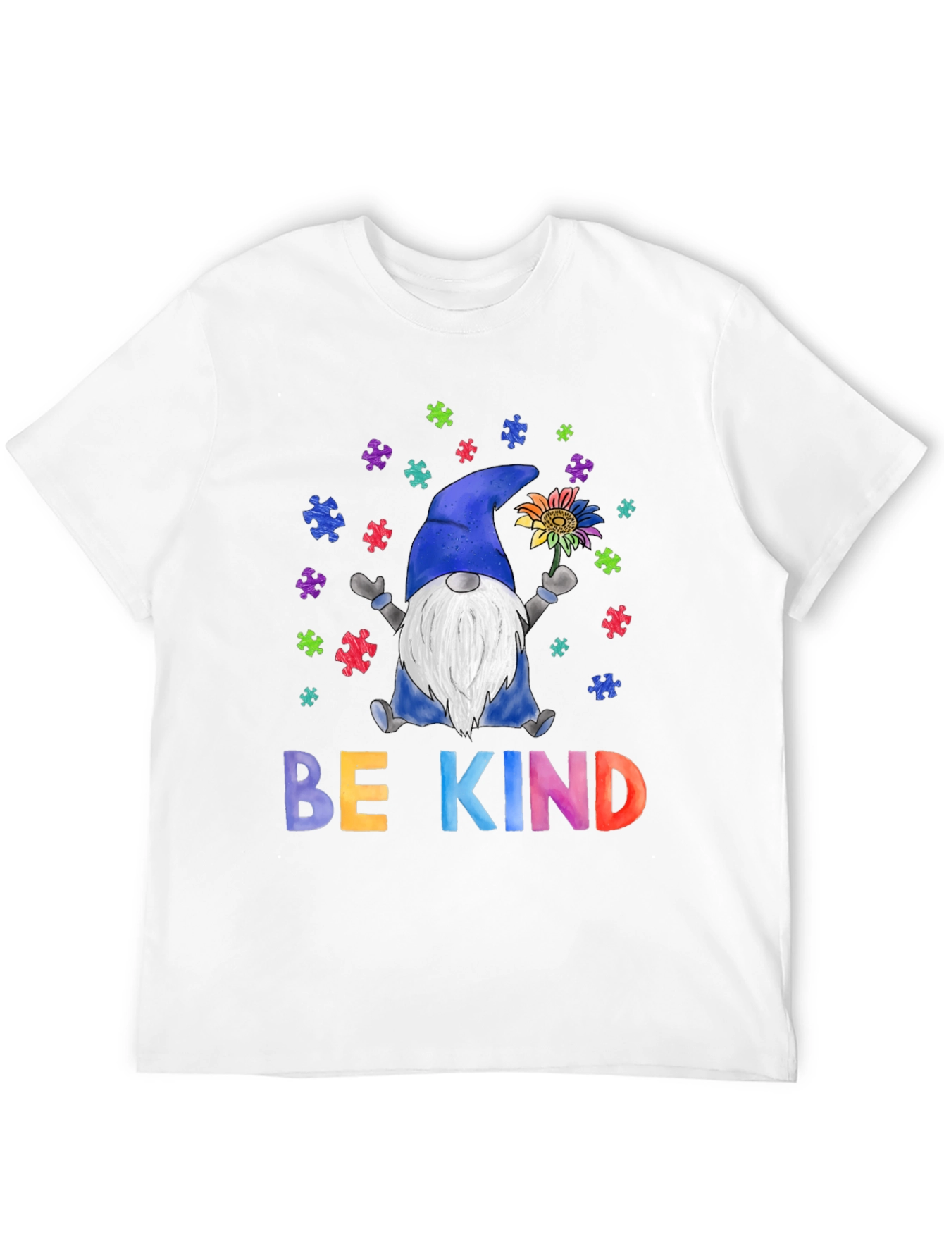 Be Kind Autism Awareness T-Shirt Gnome Puzzle