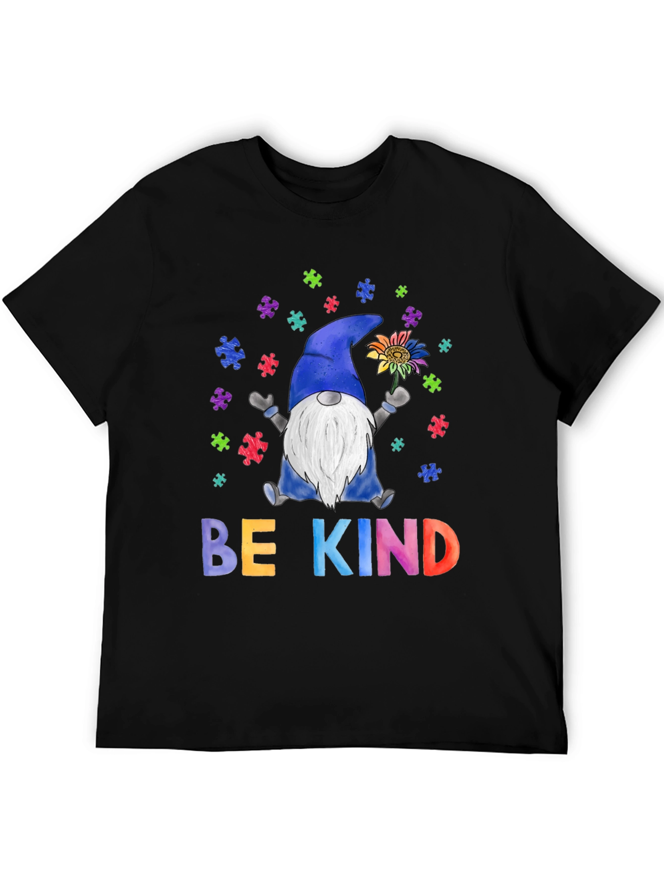 Be Kind Autism Awareness T-Shirt Gnome Puzzle