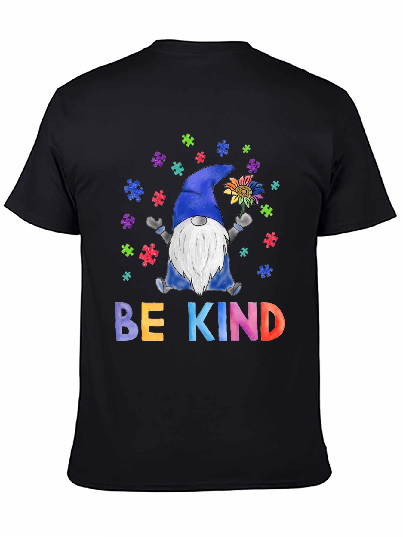 Be Kind Autism Awareness T-Shirt Gnome Puzzle
