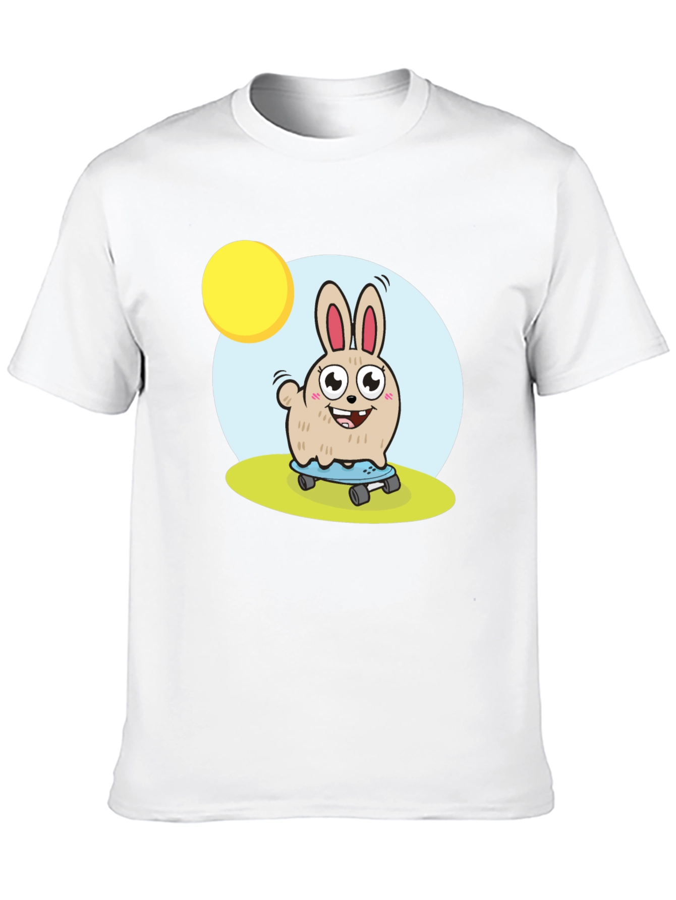 Skateboarding Bunny Graphic Tee - Black Cotton T-Shirt