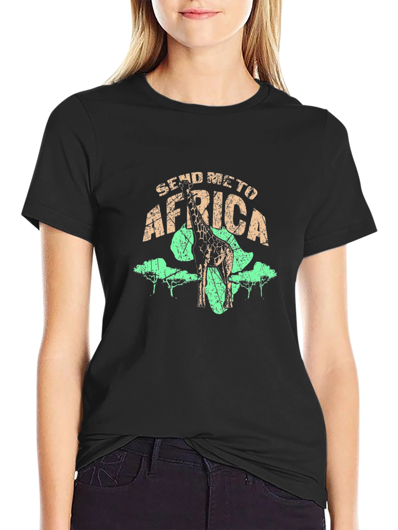 Send Me To Africa Giraffe Graphic T-Shirt